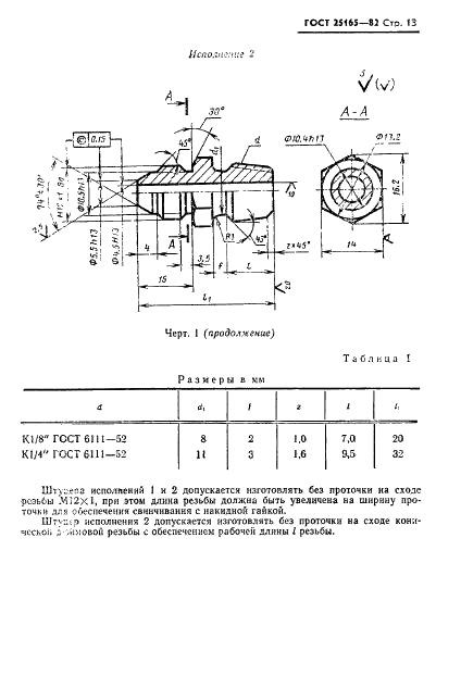 ГОСТ 25165-82 Соединения приборов и устройств ГСП с внешними пневматическими линиями. Типы, основные параметры и размеры. Технические требования (фото 15 из 20)