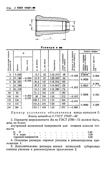 ГОСТ 17547-80 Концы шпинделей изделия зуборезных станков для конических зубчатых колес. Основные размеры (фото 4 из 7)