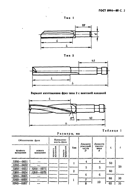 ГОСТ 8994-80 Фрезы дереворежущие концевые цилиндрические. Технические условия (фото 3 из 12)