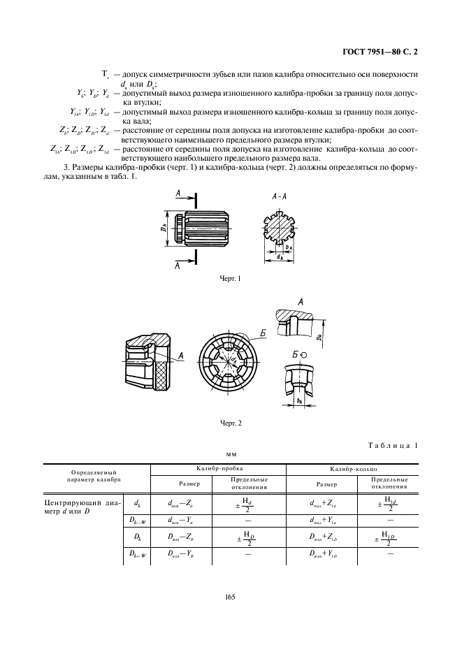 ГОСТ 7951-80 Калибры для контроля шлицевых прямобочных соединений. Допуски (фото 2 из 12)