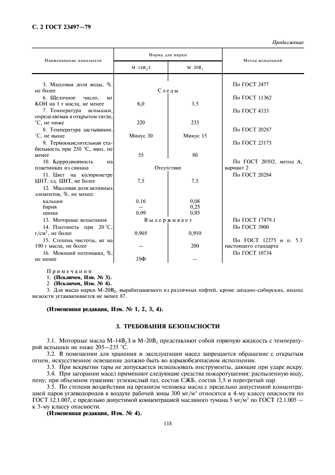 ГОСТ 23497-79 Масла моторные М-14В2З и М-20В2. Технические условия (фото 2 из 4)