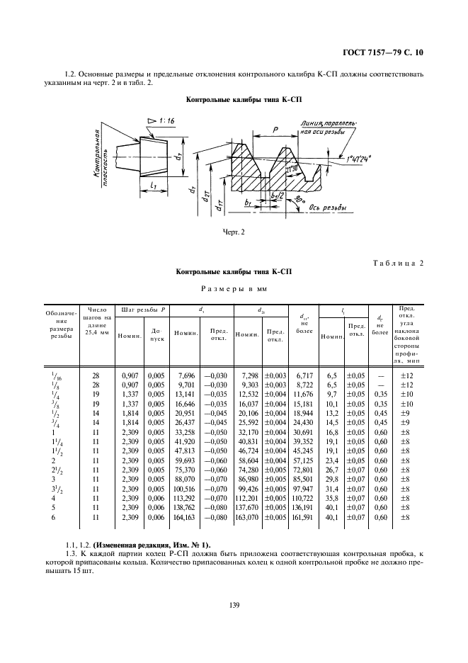 ГОСТ 7157-79 Калибры для трубной конической резьбы. Типы. Основные размеры и допуски (фото 10 из 12)