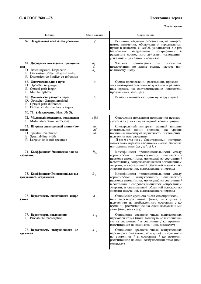 ГОСТ 7601-78 Физическая оптика. Термины, буквенные обозначения и определения основных величин (фото 9 из 18)