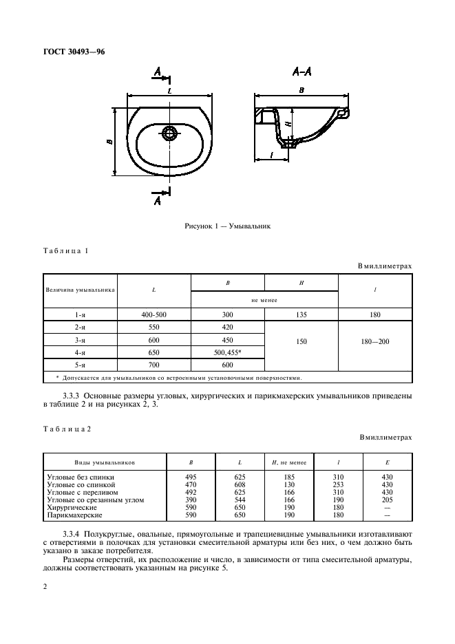 ГОСТ 30493-96 Изделия санитарные керамические. Типы и основные размеры (фото 5 из 16)
