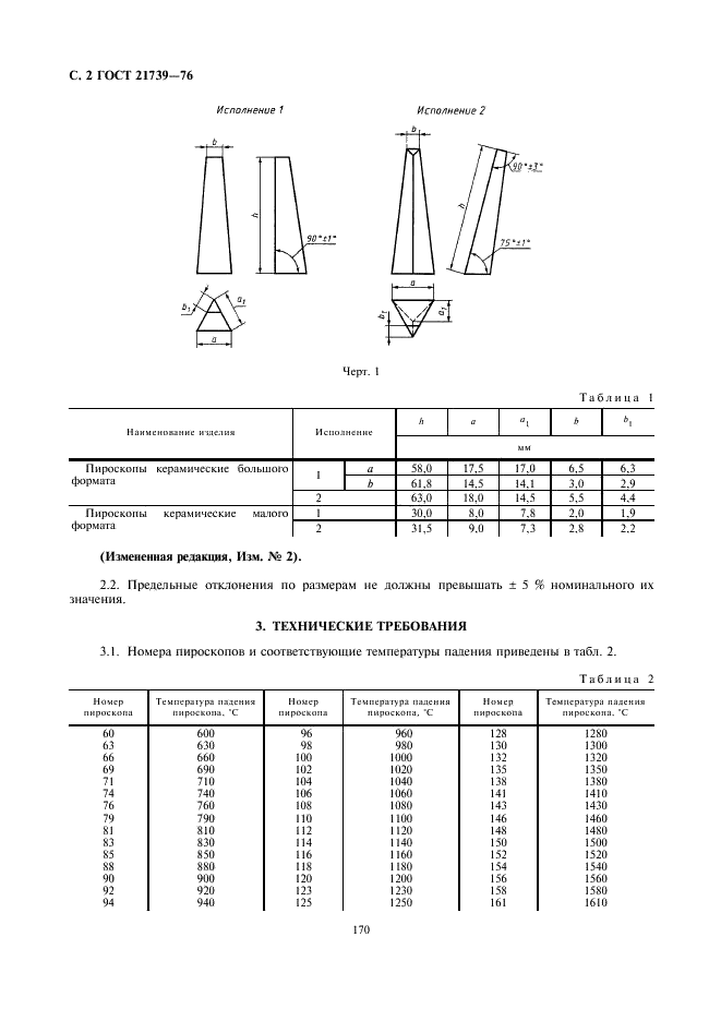 ГОСТ 21739-76 Пироскопы керамические. Технические условия (фото 2 из 7)