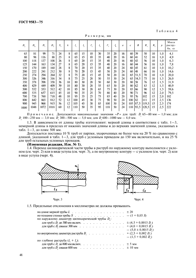 ГОСТ 9583-75 Трубы чугунные напорные, изготовленные методами центробежного и полунепрерывного литья. Технические условия (фото 4 из 9)