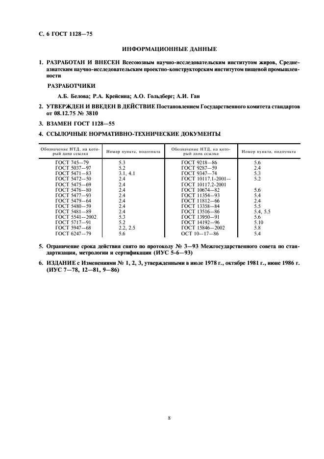 ГОСТ 1128-75 Масло хлопковое рафинированное. Технические условия (фото 8 из 8)
