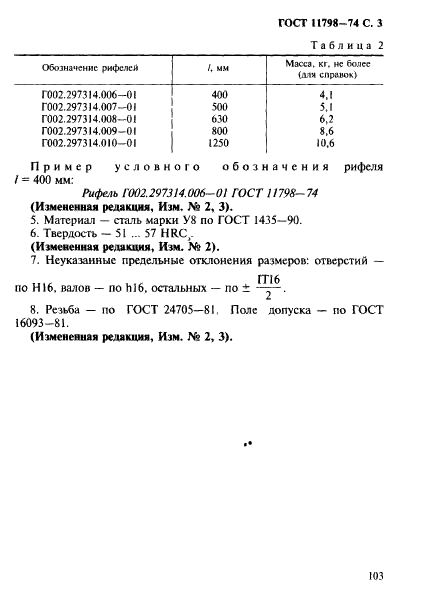 ГОСТ 11798-74 Рифели для зачистки литейных стержней. Конструкция (фото 3 из 3)