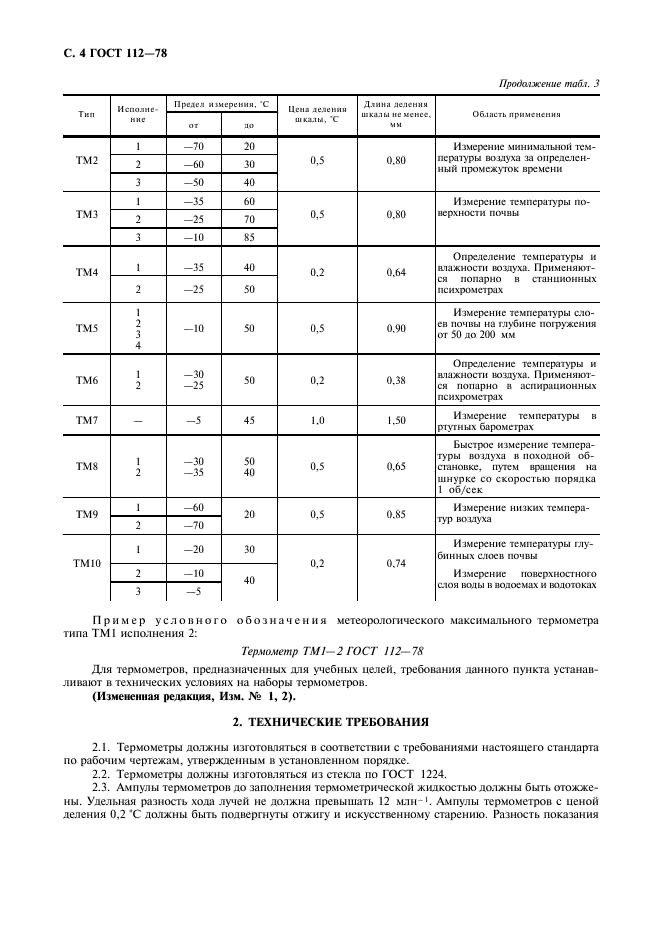 ГОСТ 112-78 Термометры метеорологические стеклянные. Технические условия (фото 5 из 15)