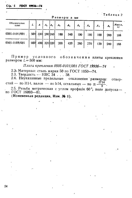 ГОСТ 19936-74 Постаменты пресс-форм литья под давлением. Конструкция и размеры (фото 5 из 15)