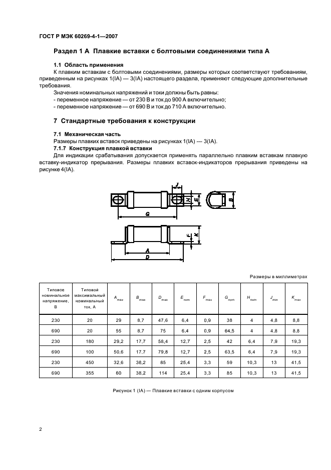 ГОСТ Р МЭК 60269-4-1-2007 Предохранители плавкие низковольтные. Часть 4-1. Дополнительные требования к плавким вставкам для защиты полупроводниковых устройств. Разделы 1-III. Примеры типов стандартизованных плавких вставок (фото 5 из 15)