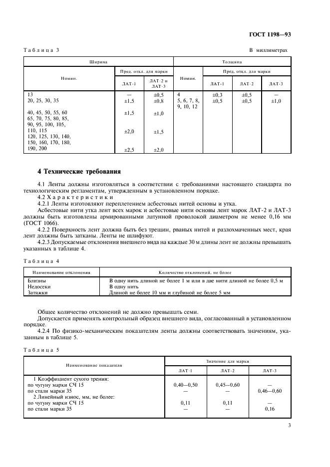 ГОСТ 1198-93 Ленты асбестовые тормозные. Технические условия (фото 5 из 12)