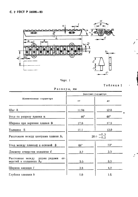ГОСТ Р 50506-93 Машины текстильные и оборудование вспомогательное. Планки и колышки ремизоподъемных кареток из дерева, металла и других подходящих материалов. Размеры (фото 3 из 9)