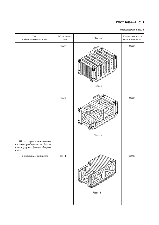 ГОСТ 10198-91 Ящики деревянные для грузов массой св. 200 до 20000 кг. Общие технические условия (фото 4 из 47)
