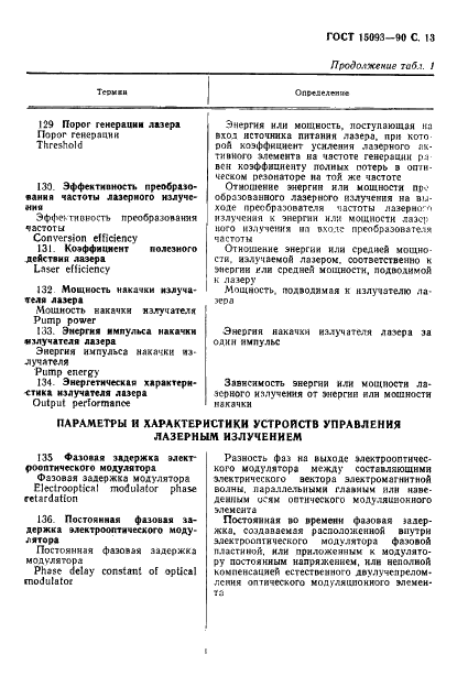 ГОСТ 15093-90 Лазеры и устройства управления лазерным излучением. Термины и определения (фото 14 из 30)