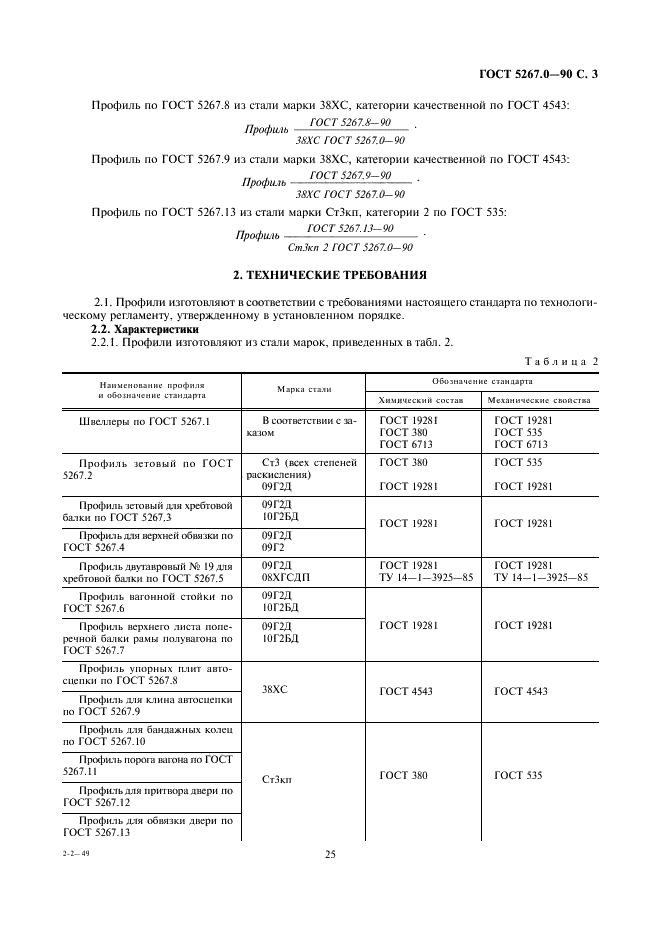 ГОСТ 5267.0-90 Профили горячекатаные для вагоностроения. Общие технические условия (фото 3 из 7)
