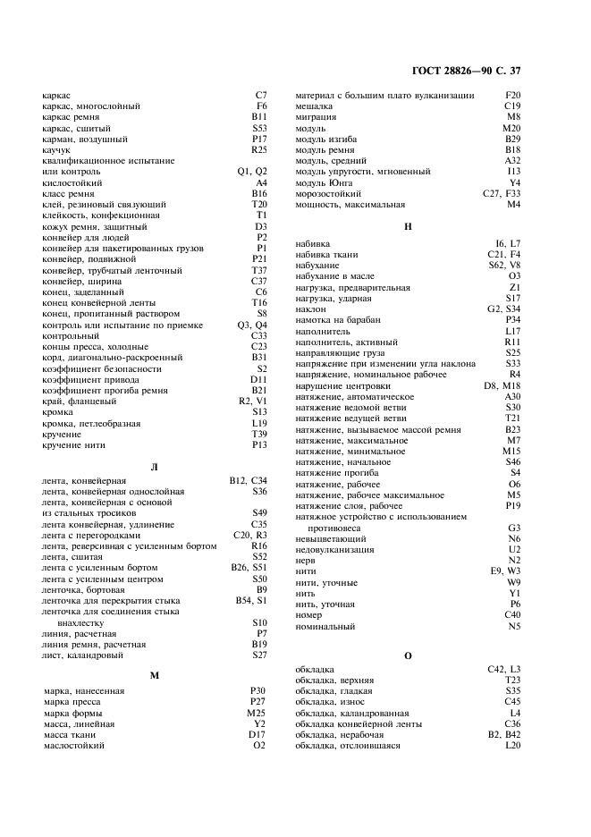 ГОСТ 28826-90 Ленты конвейерные. Список эквивалентных терминов (фото 38 из 62)