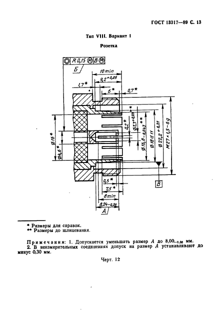 ГОСТ 13317-89 Элементы соединения СВЧ трактов радиоизмерительных приборов. Присоединительные размеры (фото 14 из 46)