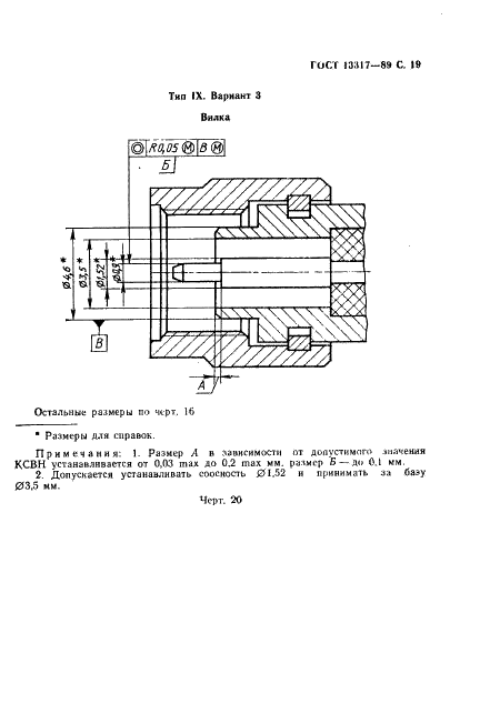 ГОСТ 13317-89 Элементы соединения СВЧ трактов радиоизмерительных приборов. Присоединительные размеры (фото 20 из 46)