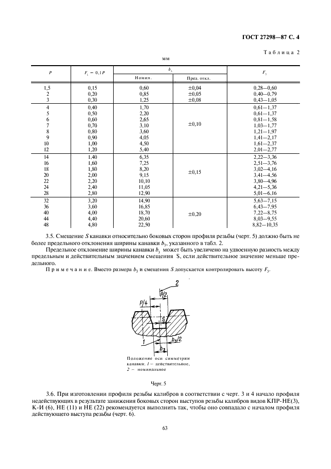 ГОСТ 27298-87 Калибры для многозаходной трапецеидальной резьбы. Допуски (фото 4 из 12)