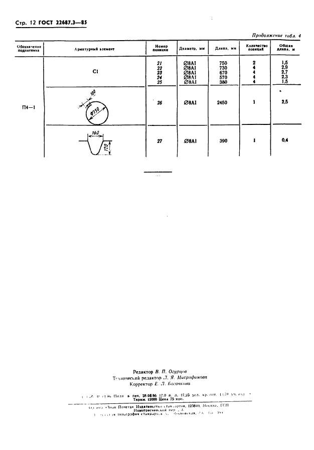 ГОСТ 22687.3-85 Стойки железобетонные центрифугированные для опор высоковольтных линий электопередачи. Конструкция закладных изделий и подпятников (фото 12 из 12)