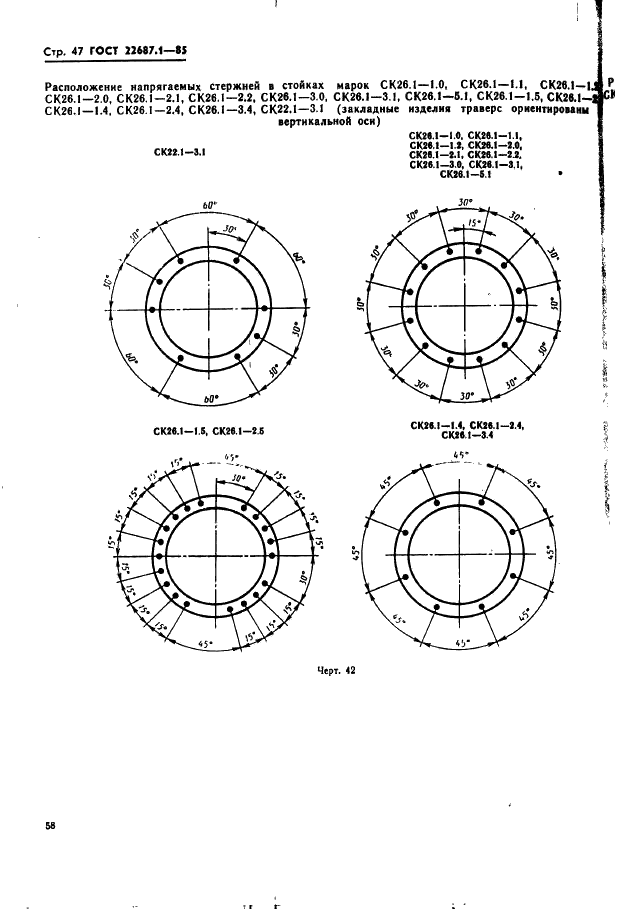 ГОСТ 22687.1-85 Стойки конические железобетонные центрифугированные для опор высоковольтных линий электропередачи. Конструкция и размеры (фото 47 из 74)