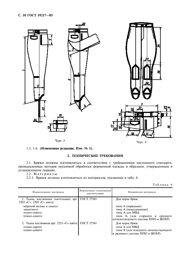 ГОСТ 19217-85 Одежда форменная. Брюки шерстяные и хлопчатобумажные в сапоги. Технические условия (фото 11 из 27)
