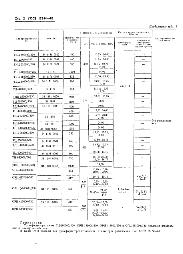 ГОСТ 17544-85 Трансформаторы силовые масляные общего назначения классов напряжения 220, 330, 500 и 750 кВ. Технические условия (фото 4 из 38)