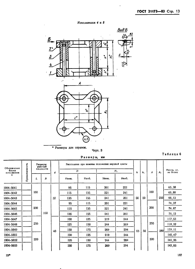 ГОСТ 21173-83 Штампы для листовой штамповки. Блоки штампов с четырьмя направляющими узлами скольжения. Конструкция и размеры (фото 13 из 21)