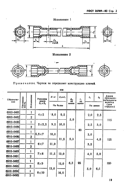 ГОСТ 25789-83 Ключи гаечные торцовые с внутренним шестигранником двусторонние. Основные размеры (фото 4 из 7)