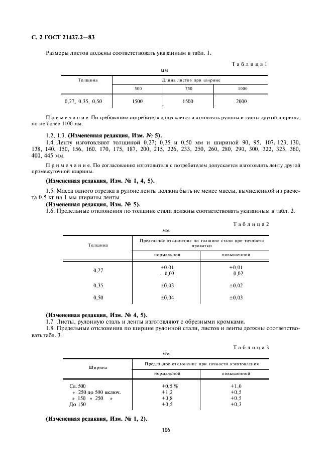 ГОСТ 21427.2-83 Сталь электротехническая холоднокатаная изотропная тонколистовая. Технические условия (фото 3 из 15)