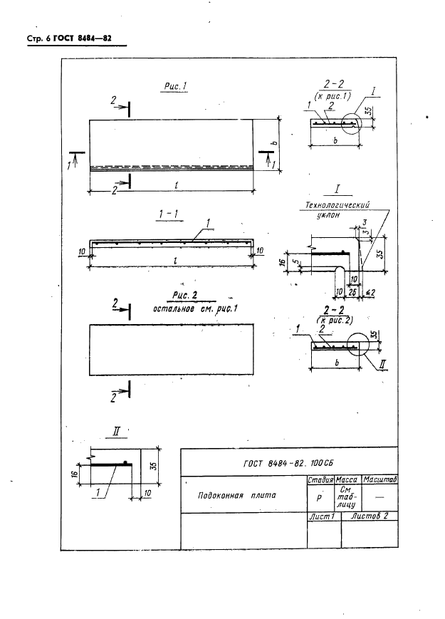ГОСТ 8484-82 Плиты подоконные железобетонные для производственных зданий. Конструкция и размеры (фото 9 из 22)