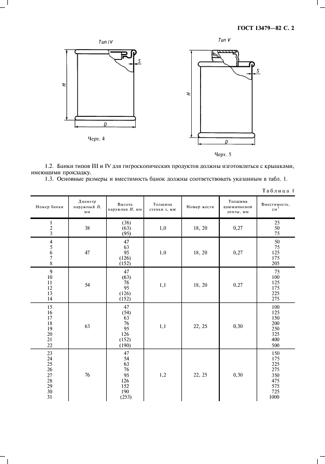 ГОСТ 13479-82 Банки картонные и комбинированные. Общие технические условия (фото 3 из 8)
