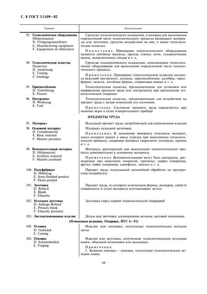 ГОСТ 3.1109-82 Единая система технологической документации. Термины и определения основных понятий (фото 8 из 14)
