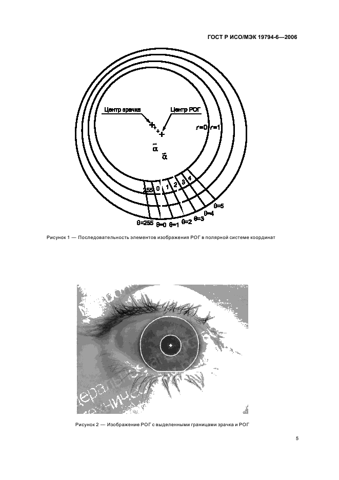 ГОСТ Р ИСО/МЭК 19794-6-2006 Автоматическая идентификация. Идентификация биометрическая. Форматы обмена биометрическими данными. Часть 6. Данные изображения радужной оболочки глаза (фото 9 из 28)