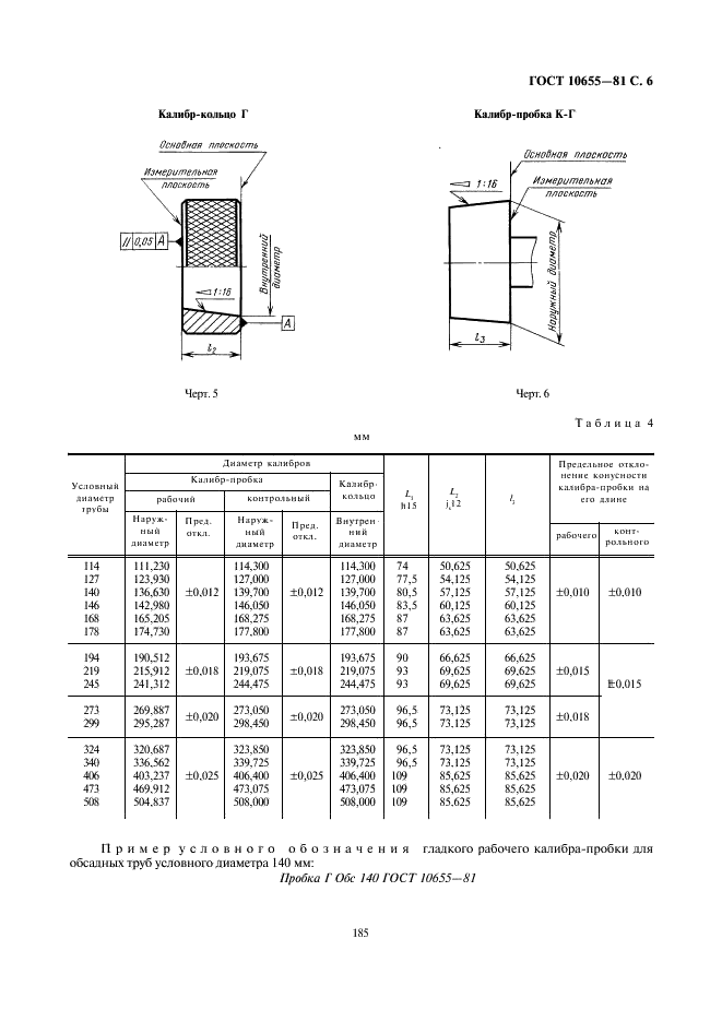 ГОСТ 10655-81 Калибры для треугольной резьбы обсадных труб и муфт к ним. Типы. Основные размеры и допуски (фото 6 из 7)