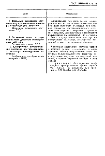 ГОСТ 18177-81 Детекторы ионизирующих излучений полупроводниковые. Термины и определения (фото 17 из 22)
