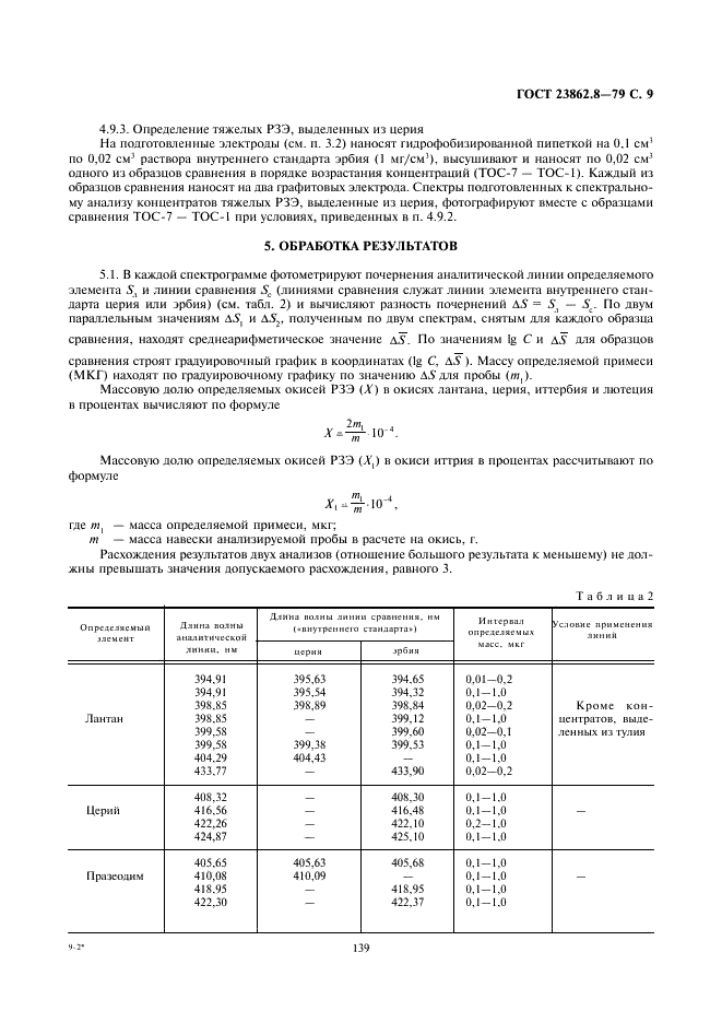 ГОСТ 23862.8-79 Лантан, церий, иттербий, лютеций, иттрий и их окиси. Химико-спектральный метод определения примесей окисей редкоземельных элементов (фото 9 из 10)