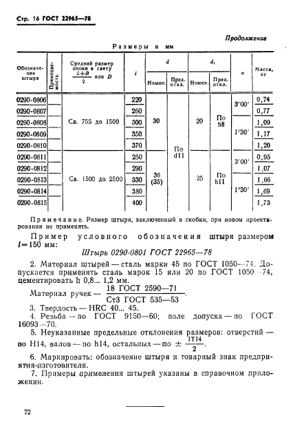 ГОСТ 22965-78 Штыри для литейных опок. Конструкция и размеры (фото 16 из 19)