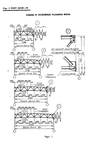 ГОСТ 23119-78 Фермы стропильные стальные сварные с элементами из парных уголков для производственных зданий. Технические условия (фото 4 из 12)