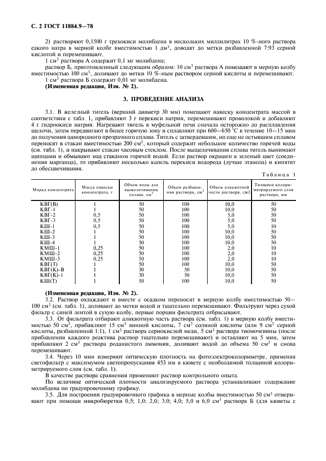 ГОСТ 11884.9-78 Концентрат вольфрамовый. Метод определения молибдена (фото 3 из 6)