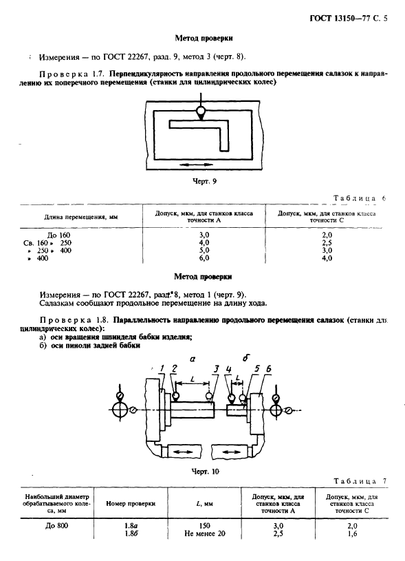 ГОСТ 13150-77 Станки зубошлифовальные горизонтальные для цилиндрических колес. Нормы точности (фото 6 из 15)