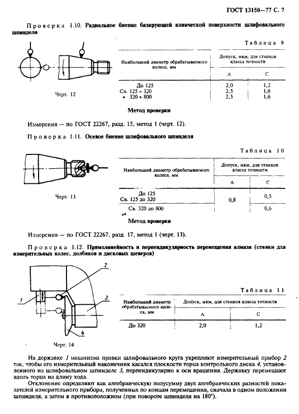 ГОСТ 13150-77 Станки зубошлифовальные горизонтальные для цилиндрических колес. Нормы точности (фото 8 из 15)