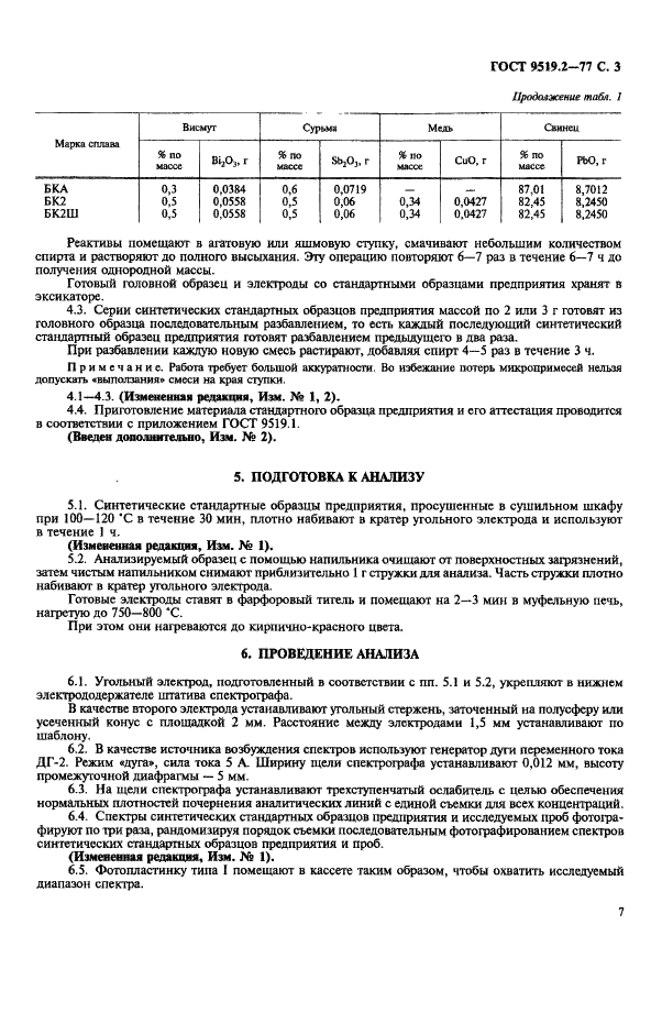 ГОСТ 9519.2-77 Баббиты кальциевые. Метод спектрального анализа по синтетическим стандартным образцам (фото 3 из 5)