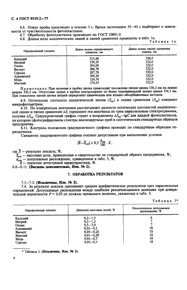 ГОСТ 9519.2-77 Баббиты кальциевые. Метод спектрального анализа по синтетическим стандартным образцам (фото 4 из 5)