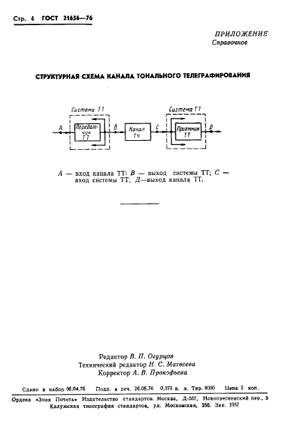 ГОСТ 21656-76 Единая автоматизированная сеть связи страны. Каналы тонального телеграфирования с частотной модуляцией. Типы и основные электрические параметры (фото 5 из 6)
