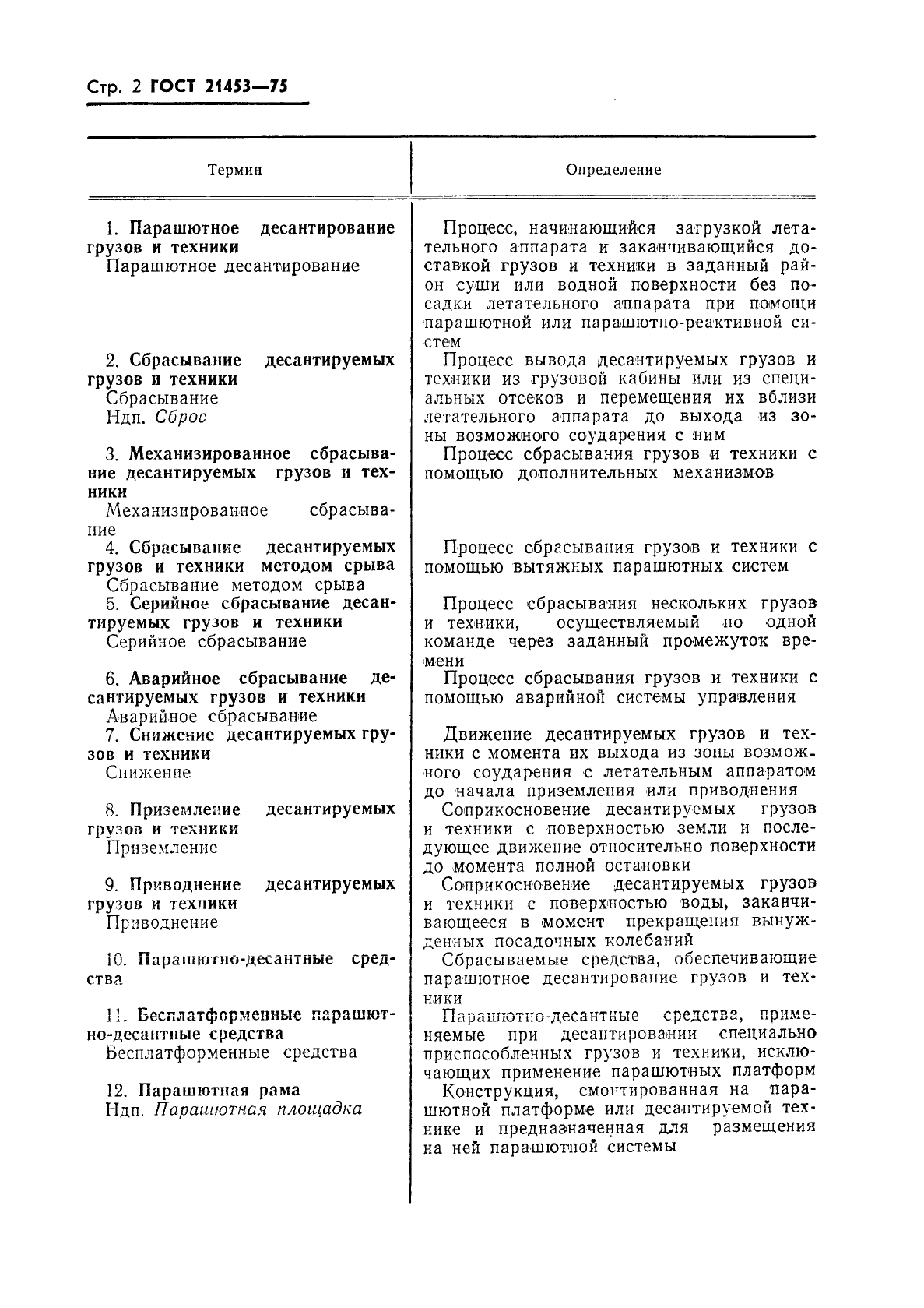 ГОСТ 21453-75 Средства парашютного десантирования грузов и техники. Термины и определения (фото 3 из 6)