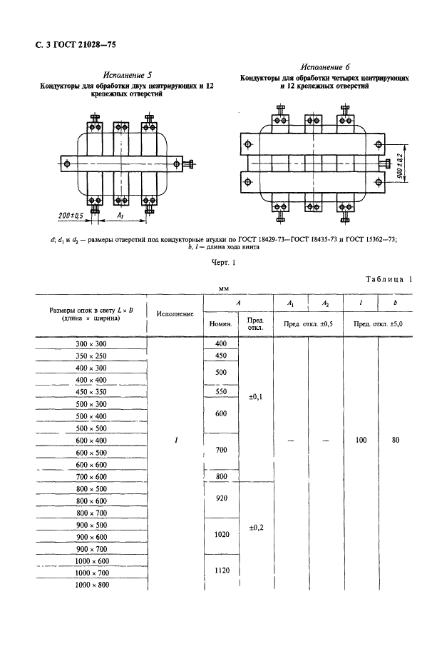 ГОСТ 21028-75 Кондукторы для механической обработки отверстий литейных опок и модельных плит. Технические условия (фото 4 из 8)