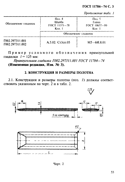 ГОСТ 11784-74 Гладилки прямоугольные отделочные. Конструкция (фото 3 из 6)
