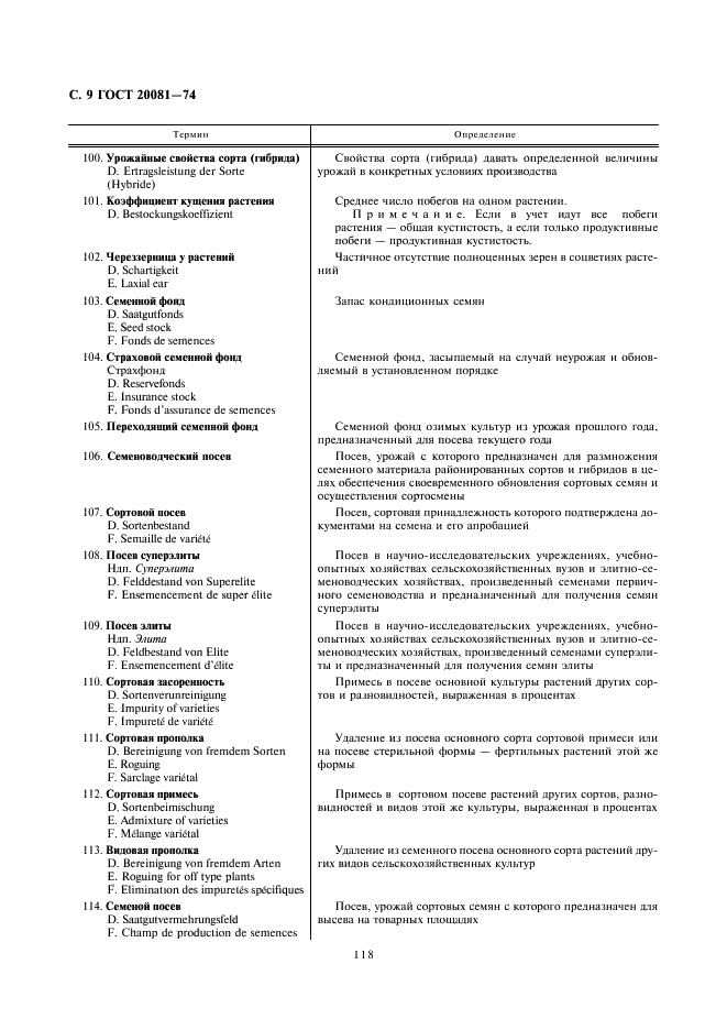 ГОСТ 20081-74 Семеноводческий процесс сельскохозяйственных культур. Основные понятия. Термины и определения (фото 9 из 20)